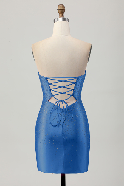 Sparkly Fuchsia Tight Sweetheart Keyhole Short Beaded Homecoming Dress