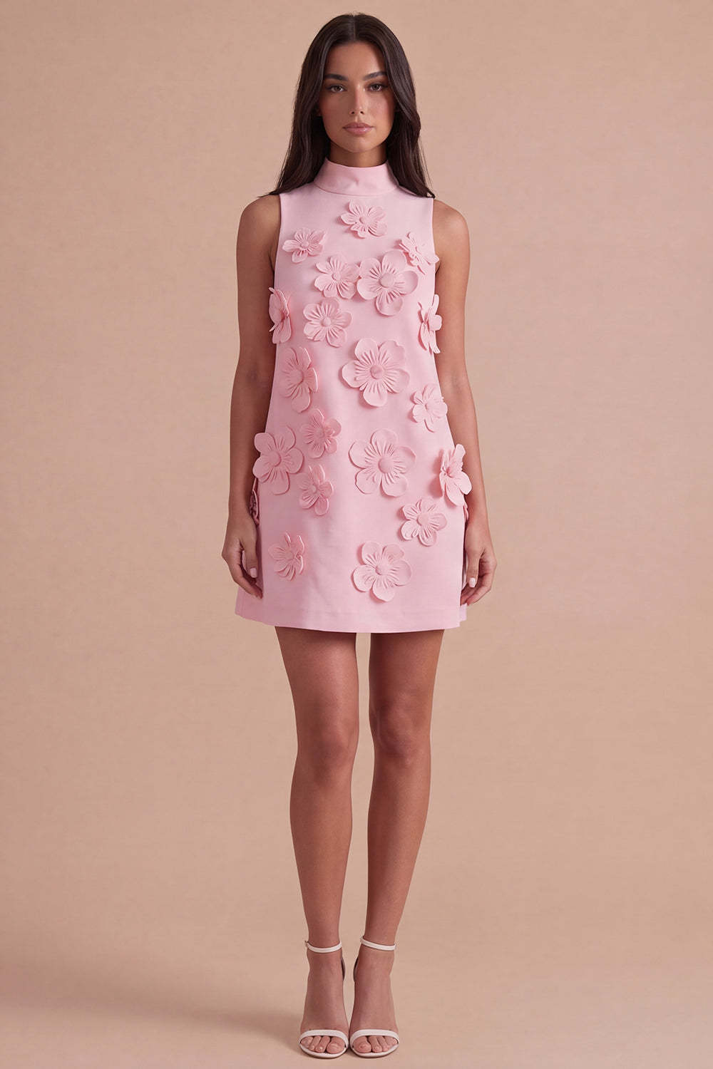 A Line Hot Pink Floral Appliqued Short Homecoming Dress