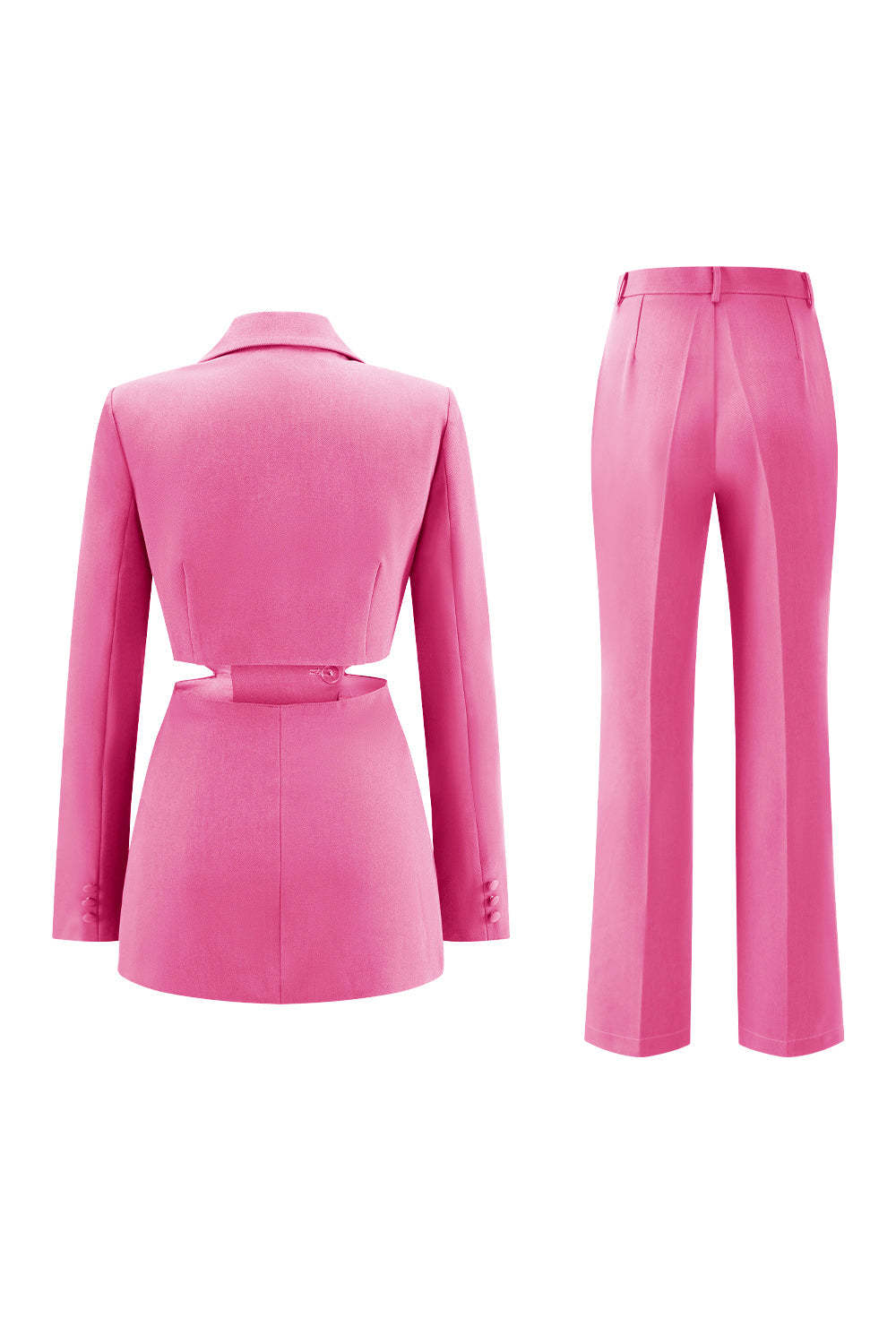 Grey Blue 2 Piece Notched Lapel Cut Out Women Prom Suits