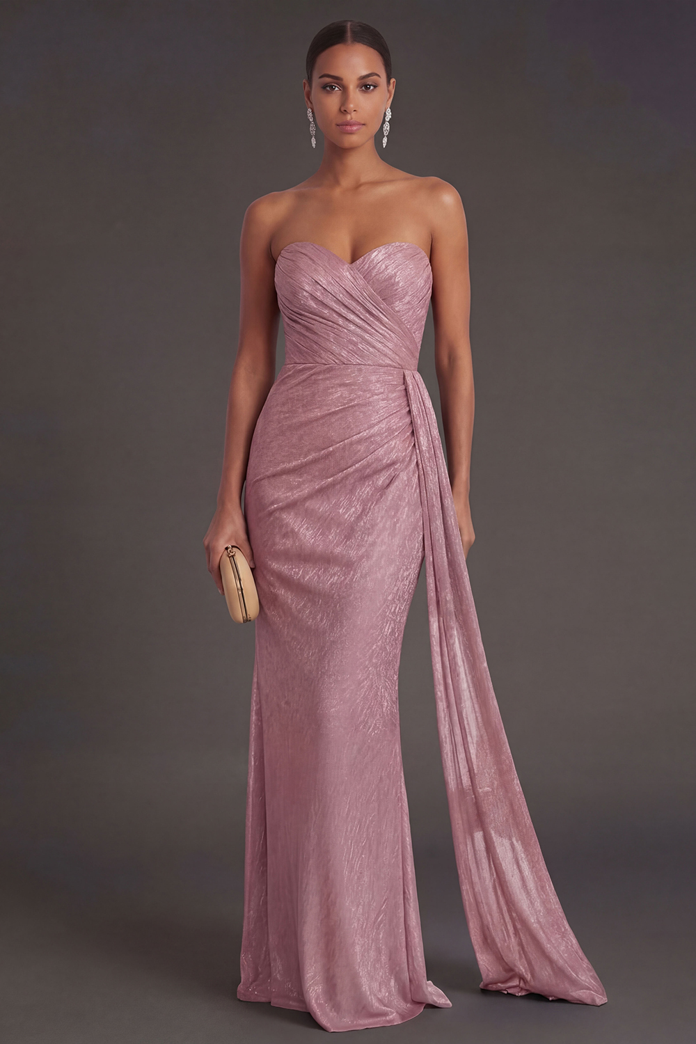 Black Mermaid Sweetheart Ruched Backless Maxi Formal Dress