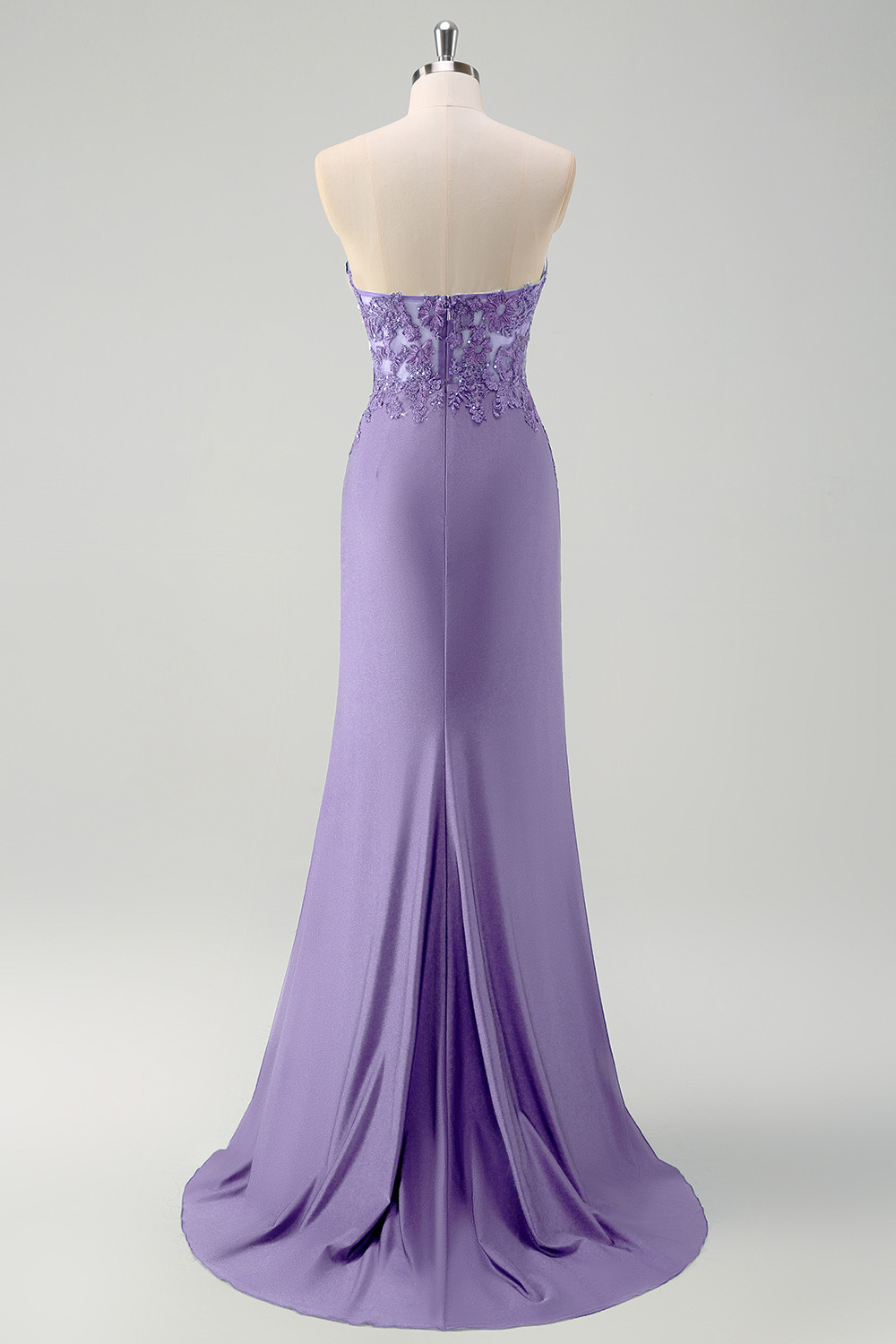 Green Mermaid Applique Sweetheart V-Neck Prom Dress with Slit