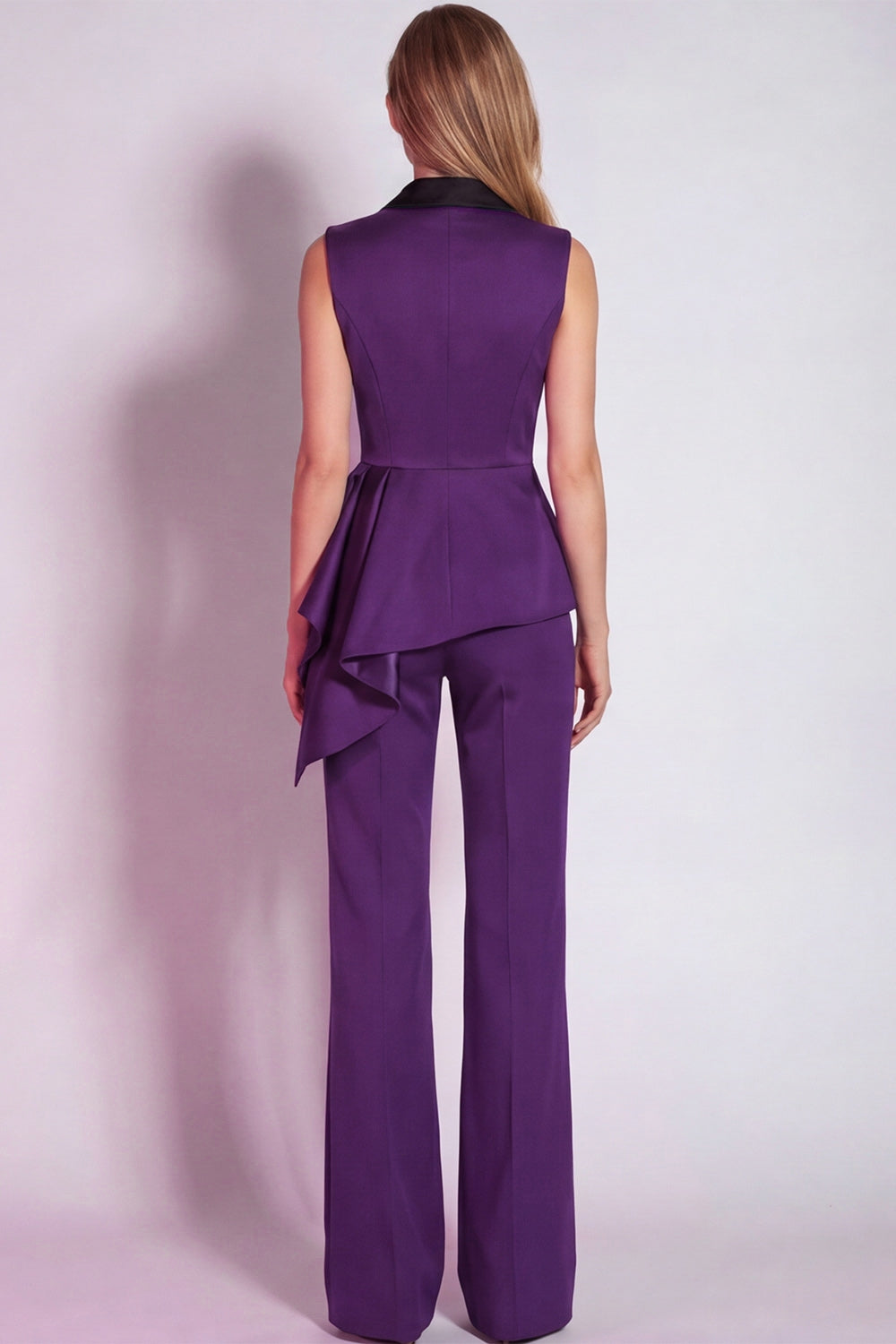 Burgundy 2 Piece Notched Lapel Business Suits with Drape