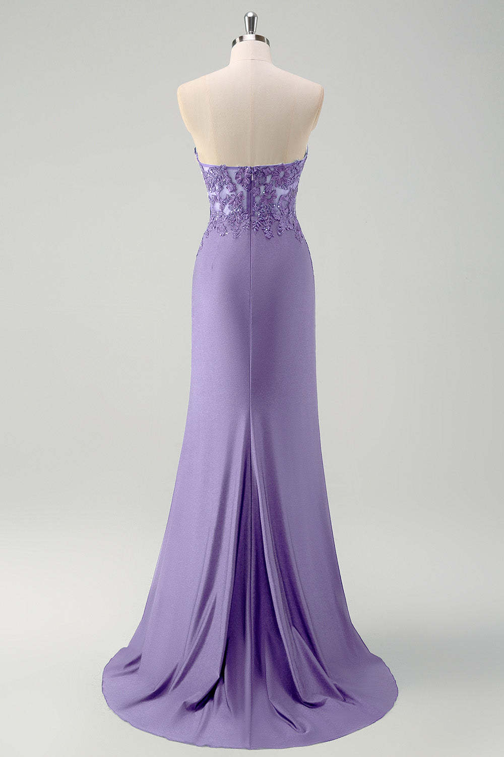 Green Mermaid Applique Strapless Ruched Prom Dress with Slit