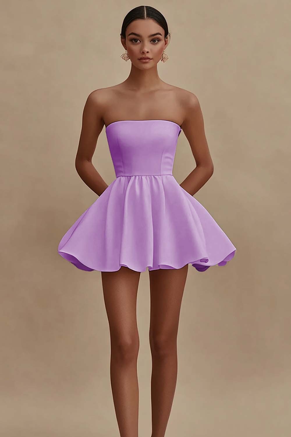 White Strapless A Line Short Graduation Dress
