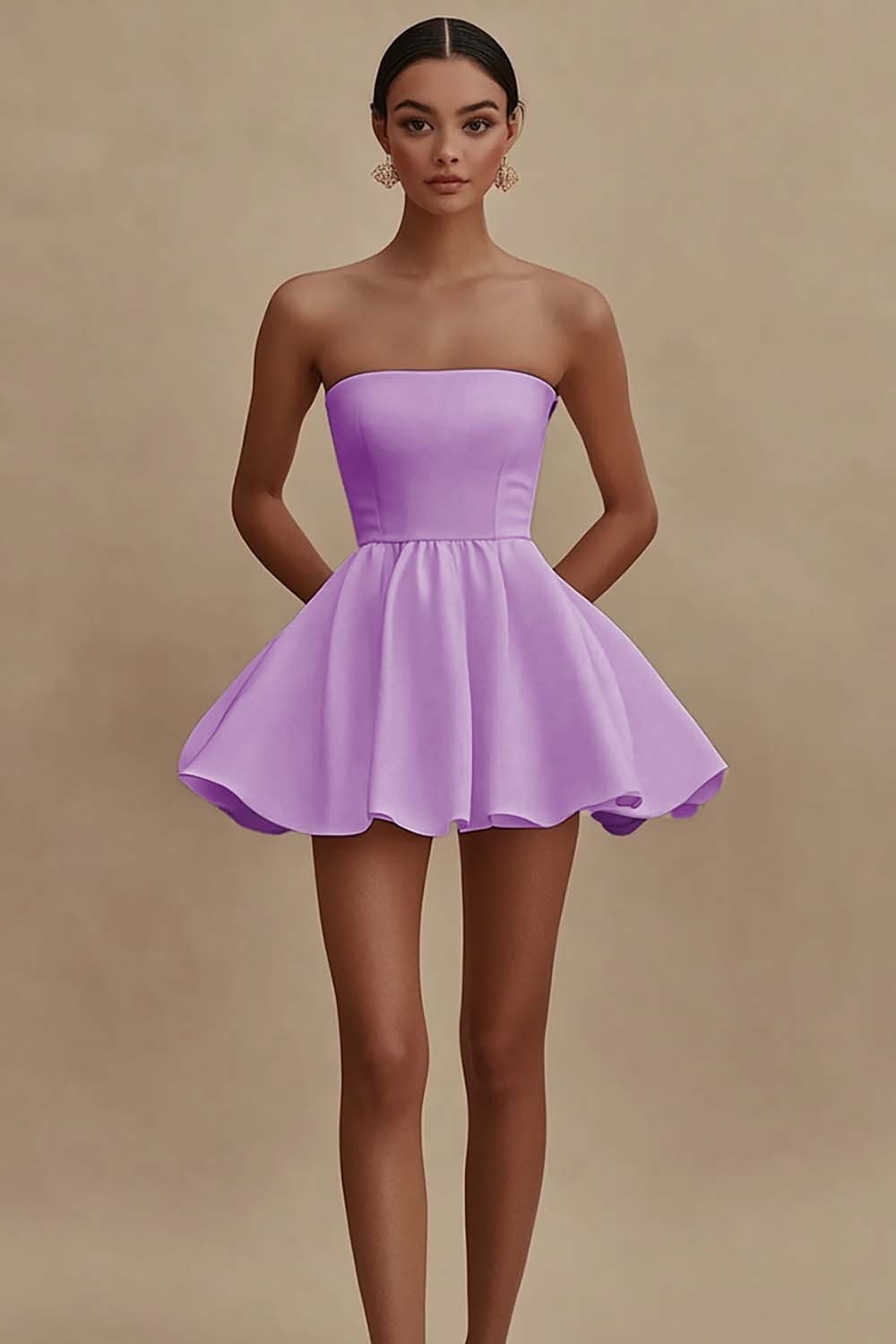 White Strapless A Line Short Graduation Dress