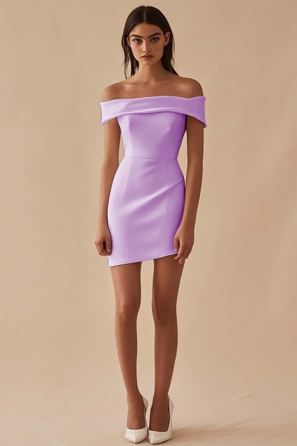 Petite Length White Off The Shoulder Sheath Graduation Dress