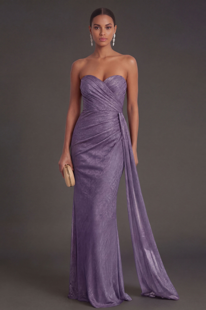 Black Mermaid Sweetheart Ruched Backless Maxi Formal Dress