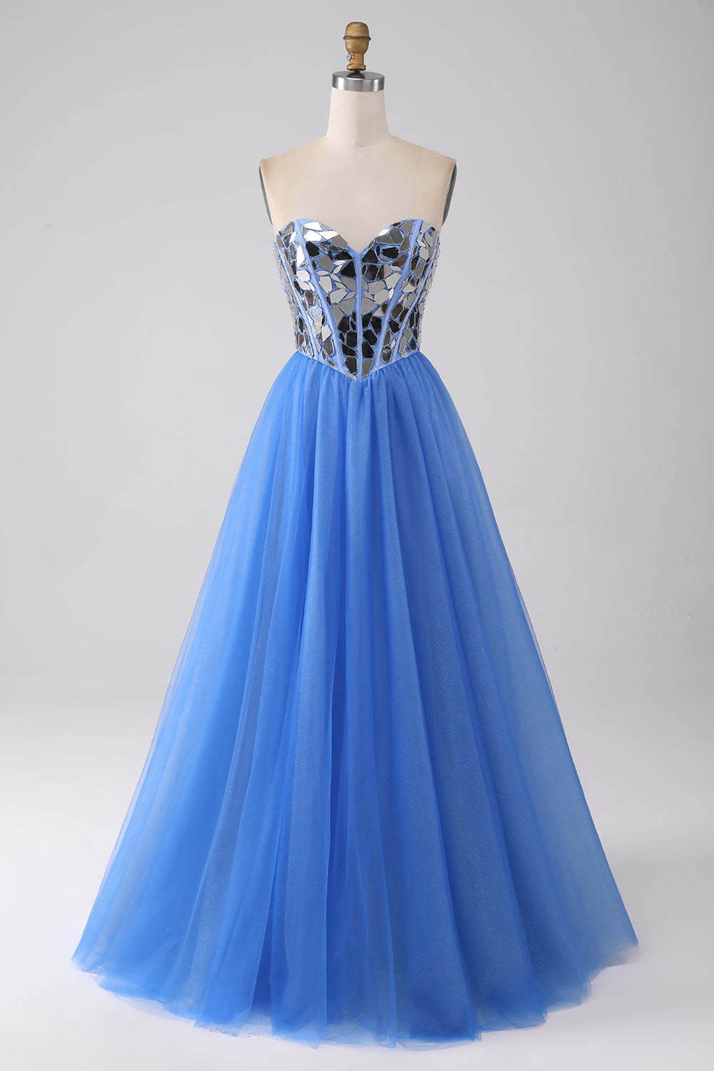 Leely Women Royal Blue Corset Prom Dress A-Line Sweetheart Evening Party Dress