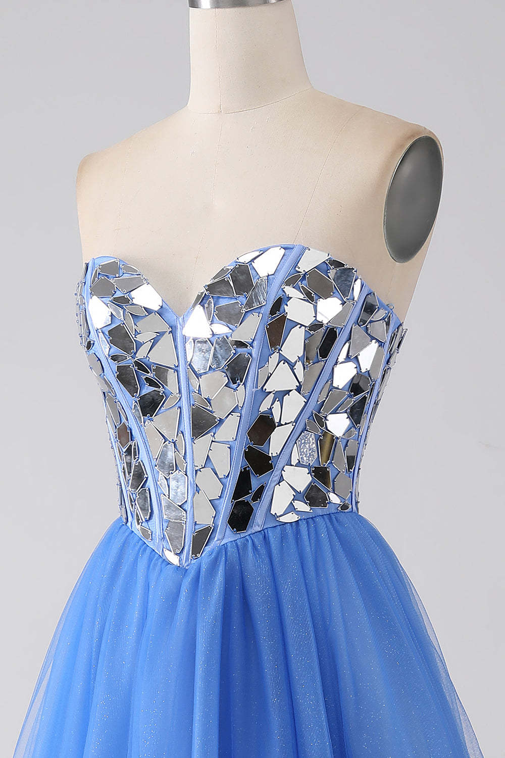 A-Line Sweetheart Mirror Royal Blue Prom Dress