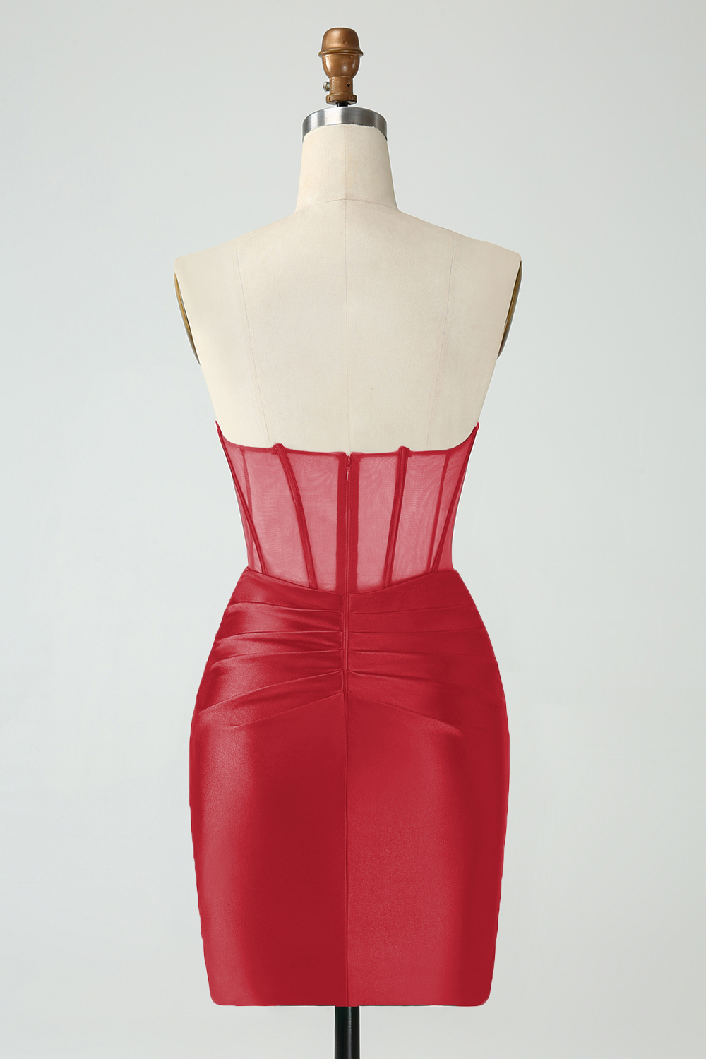 Dark Green Strapless Pleated Bodycon Mini Homecoming Dress