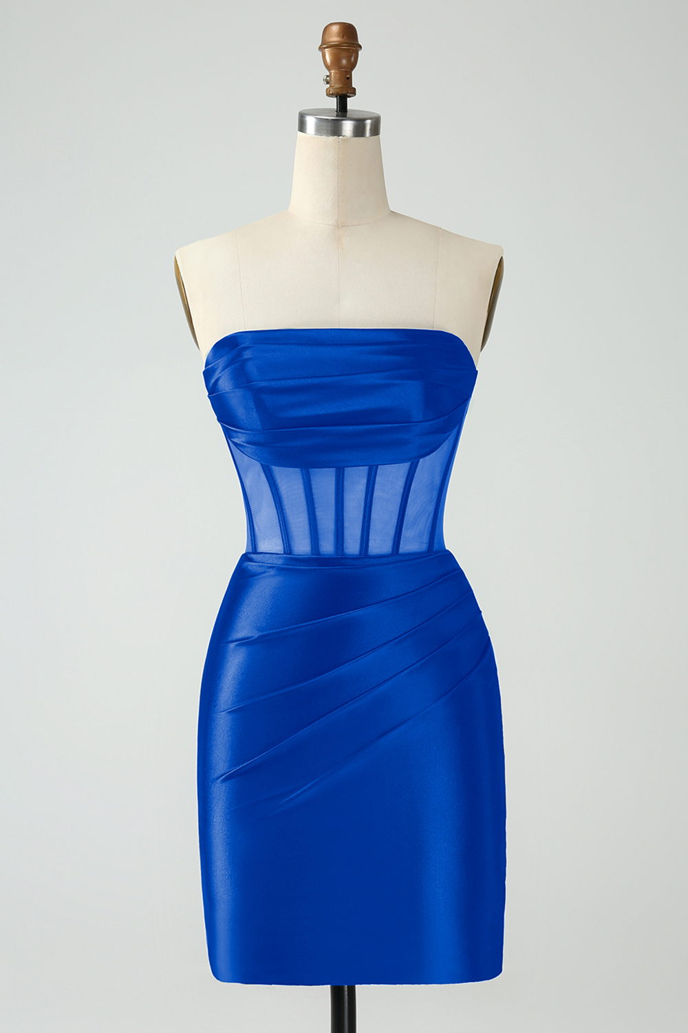 Dark Green Strapless Pleated Bodycon Mini Homecoming Dress