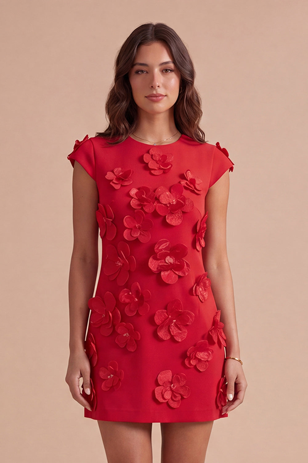 Yellow Floral Cap Sleeves Appliqued Short Homecoming Dress