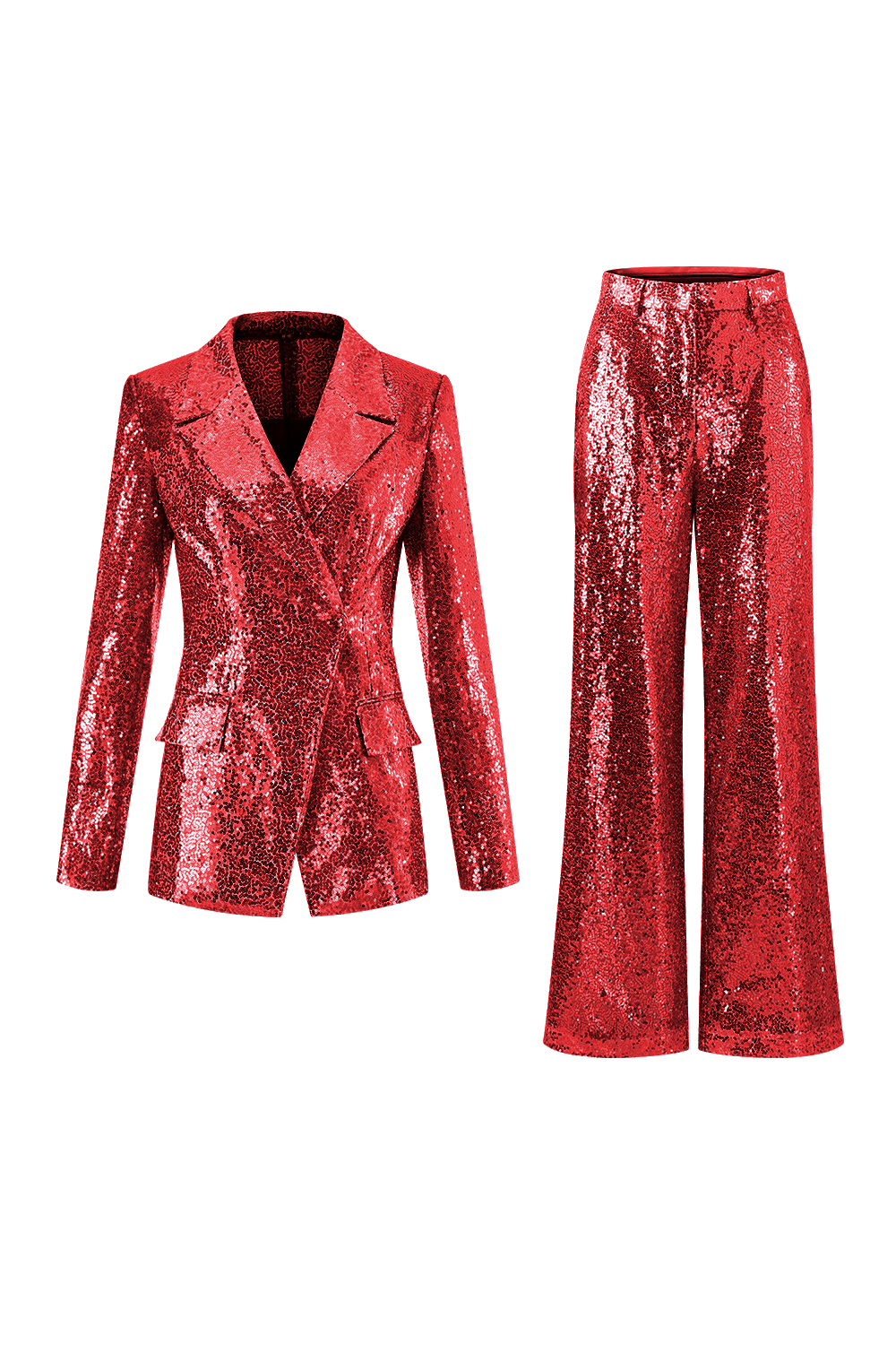 Sparkly Golden Notched Lapel 2 Piece Sequin Women Suits