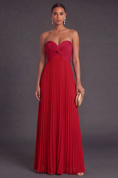 Pink and Orange Front Twisted Sweetheart Pleated Long Formal Dress