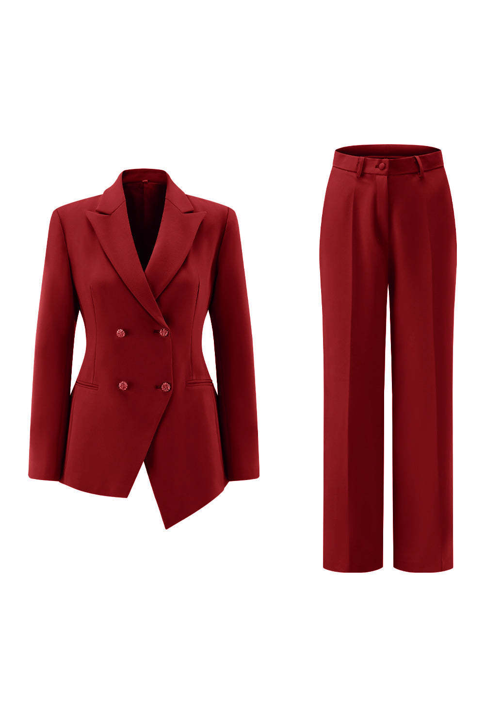 Fuchsia Double Breasted 2 Piece Women Prom Suits