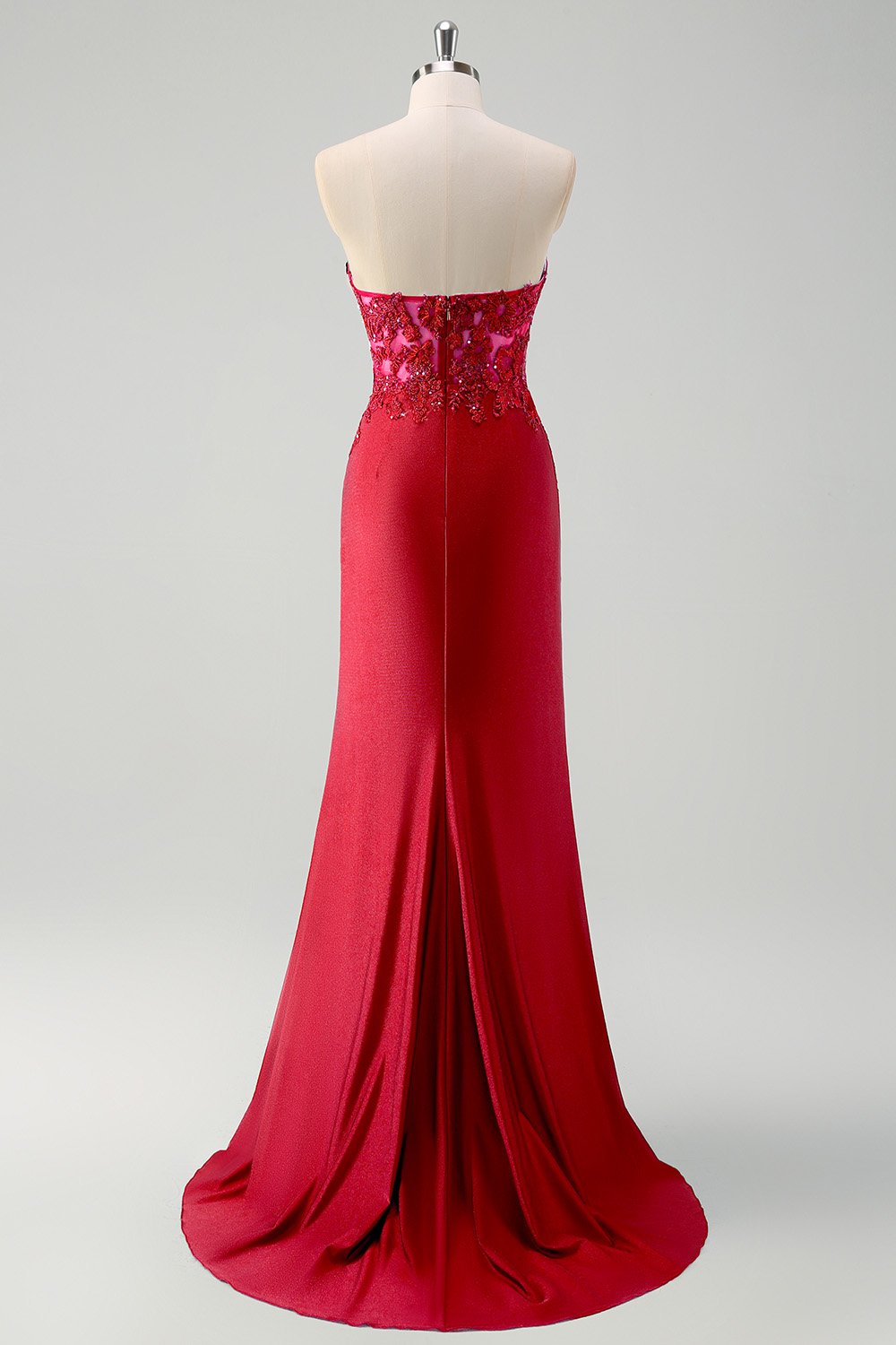 Green Mermaid Applique Sweetheart V-Neck Prom Dress with Slit