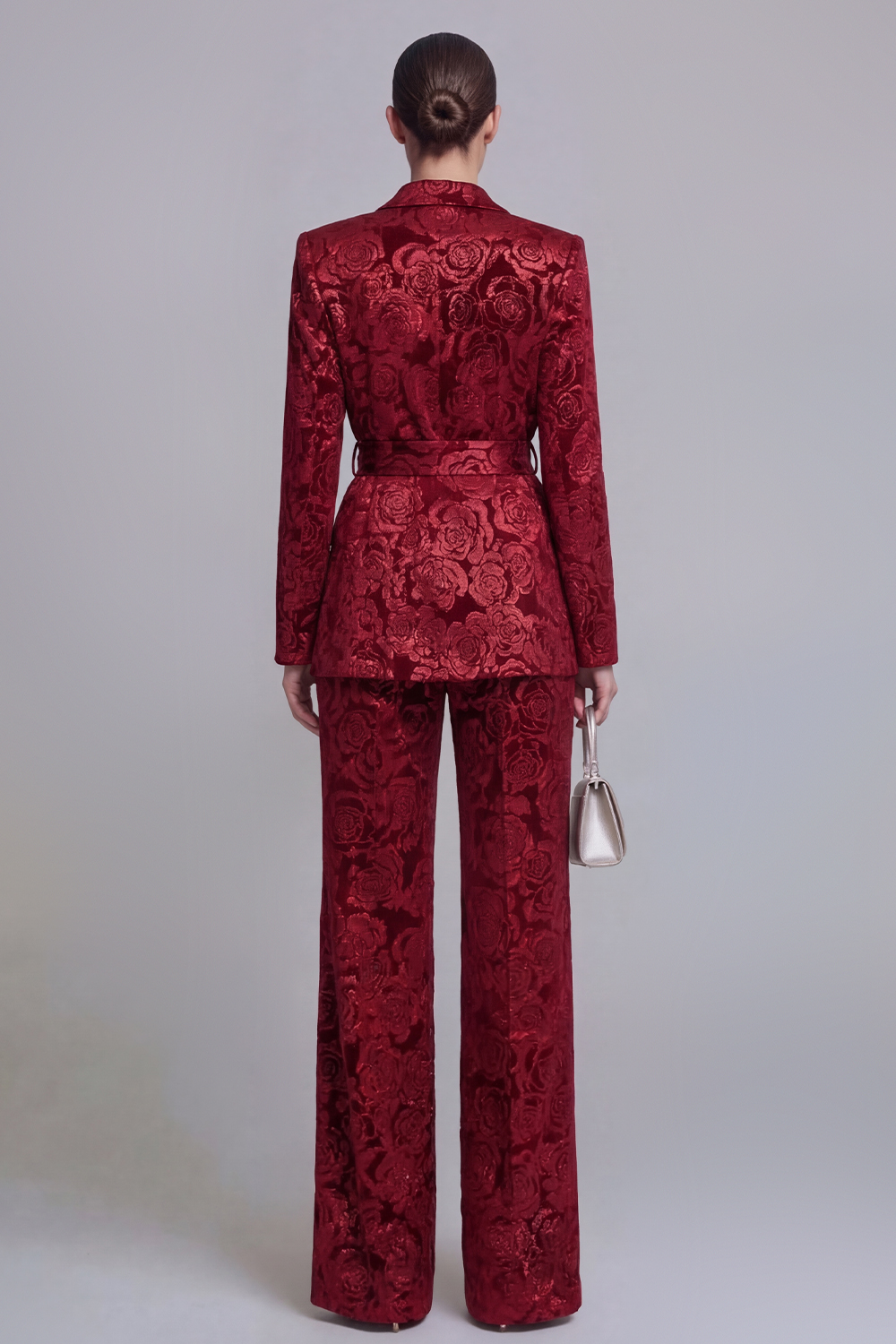 2 Piece Peak Lapel Floral Dark Green Long Sleeves Business Suits