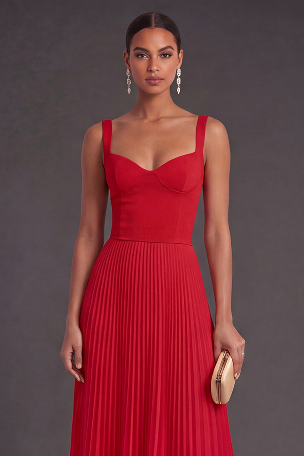 Orange and Fuchsia A Line Pleated Long Formal Dress