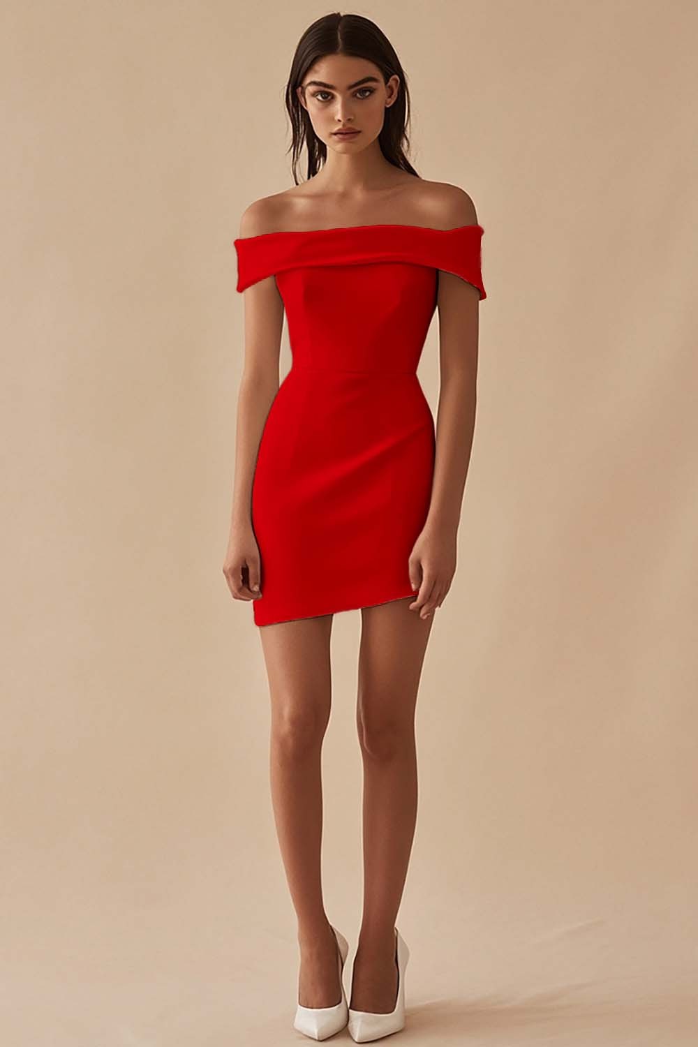 Petite Length White Off The Shoulder Sheath Graduation Dress