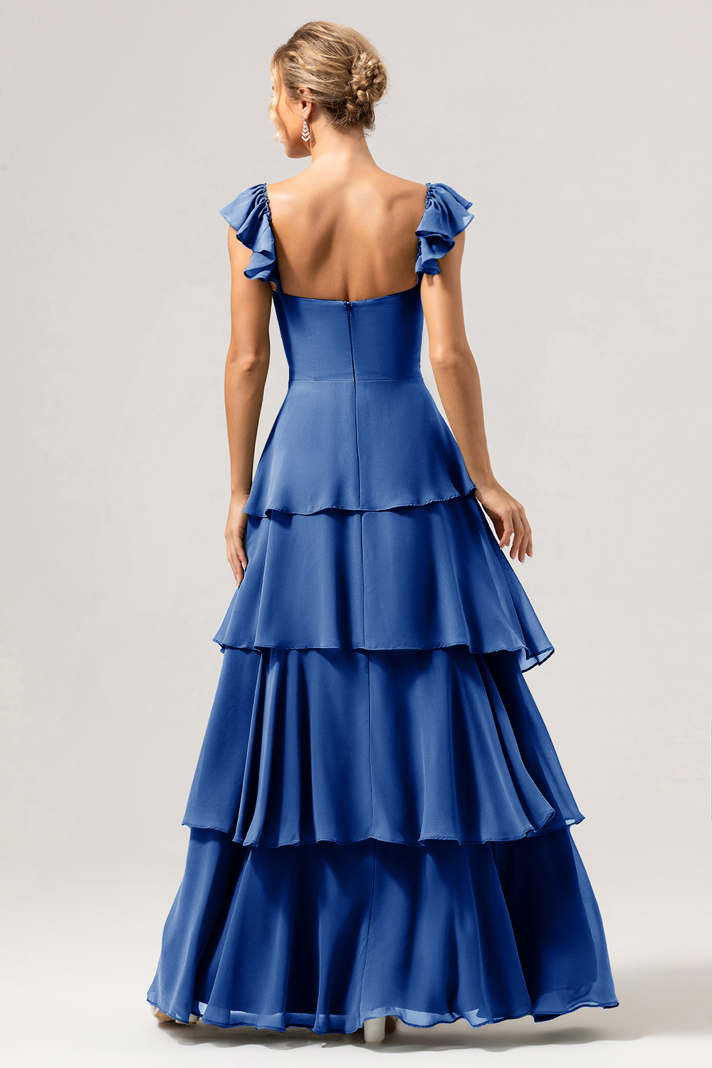 Eucalyptus Off the Shoulder Sweetheart Tiered A-Line Bridesmaid Dress