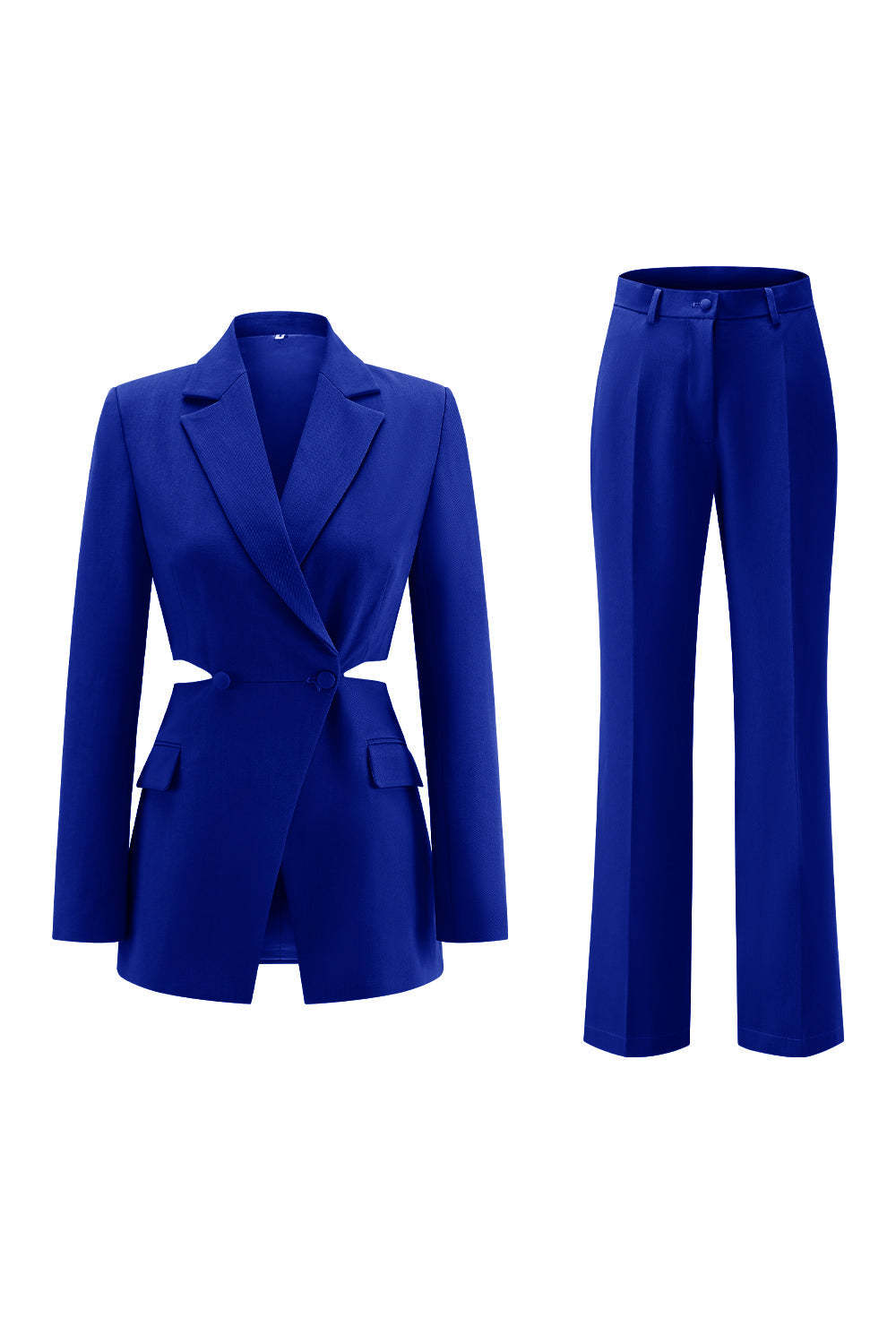 Grey Blue 2 Piece Notched Lapel Cut Out Women Prom Suits