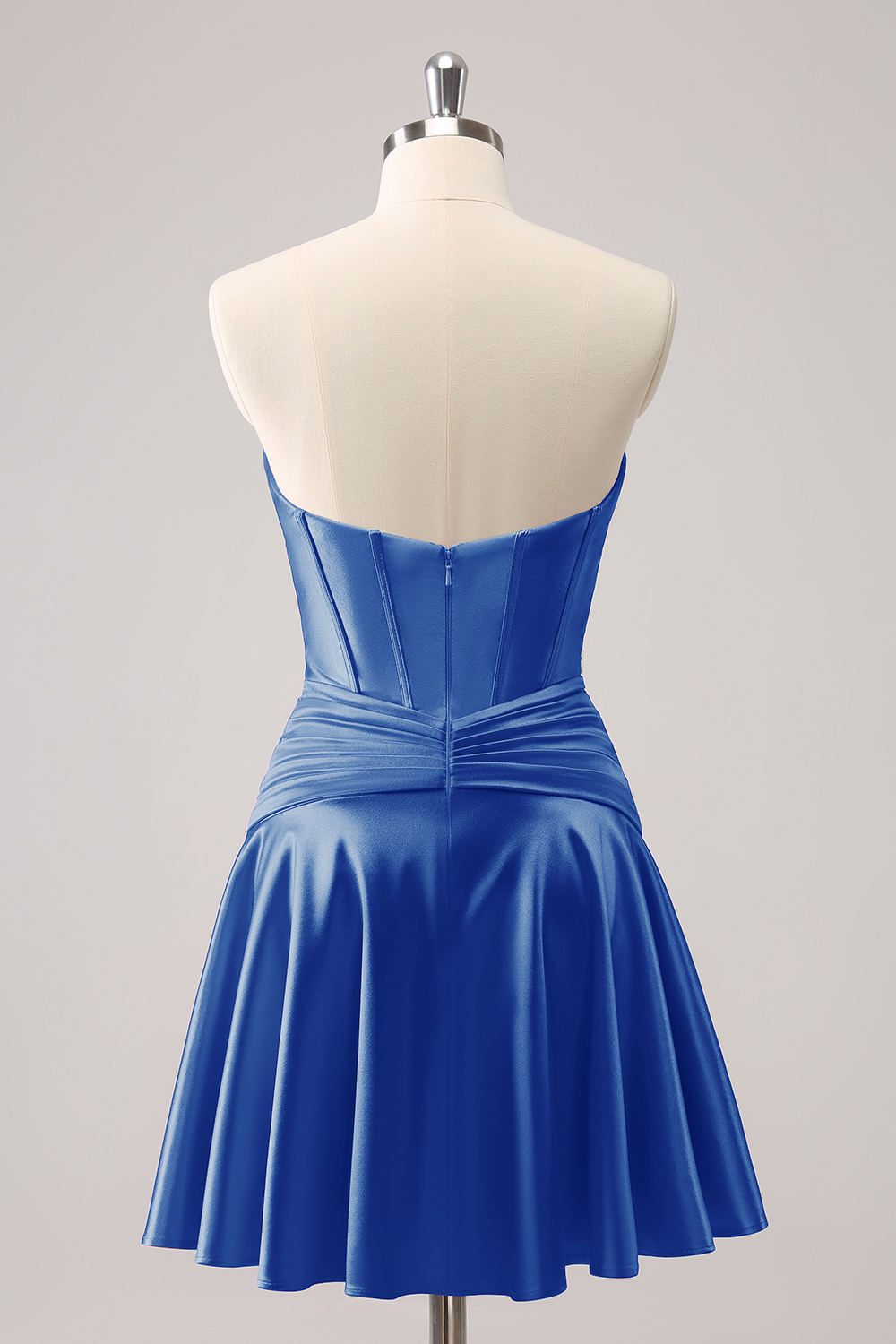 Burgundy Corset Pleated A Line Satin Short Homecoming Dress