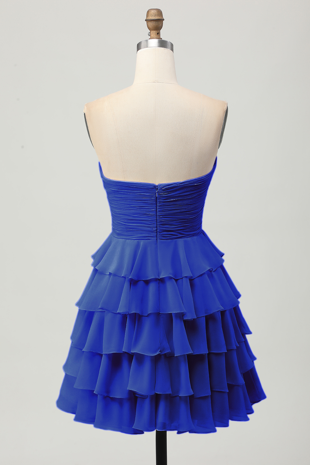 Short Light Yellow Sweetheart Ruffled A Line Tiered Homecoming Dress with Bow