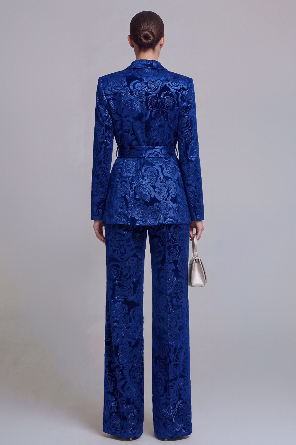 2 Piece Peak Lapel Floral Dark Green Long Sleeves Business Suits