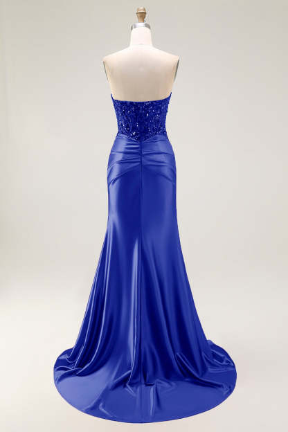 Red Sparkly Sweetheart Mermaid Long Prom Dress with Sequins