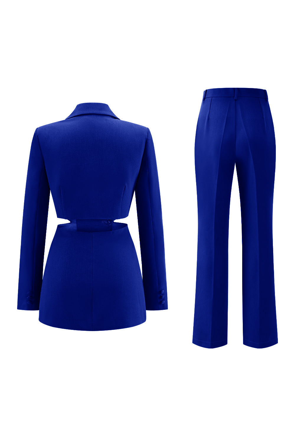 Grey Blue 2 Piece Notched Lapel Cut Out Women Prom Suits