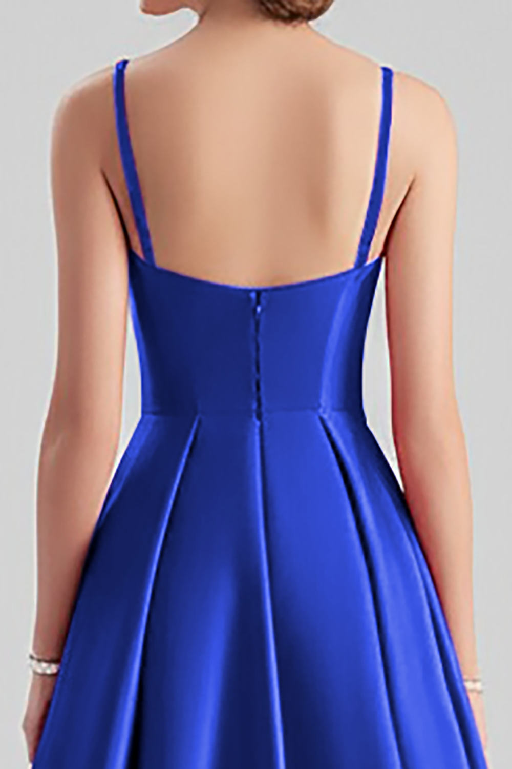 Black A Line Satin Spaghetti Straps Maxi Formal Dress