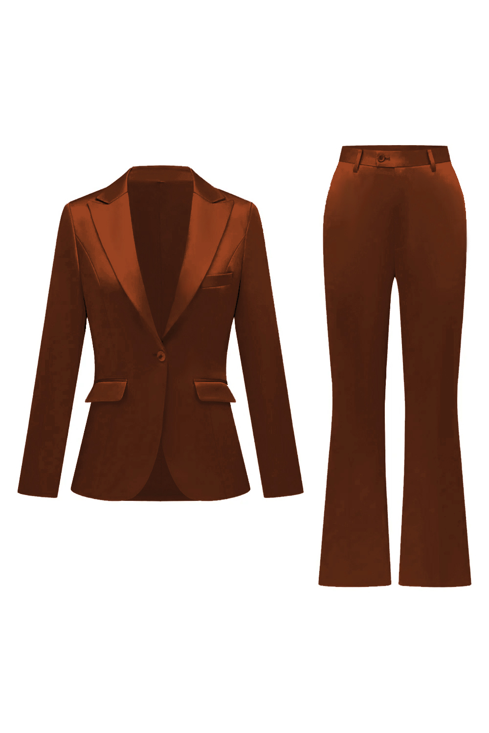 Grey Pink Satin Notched Lapel Women Suits with Long Sleeves