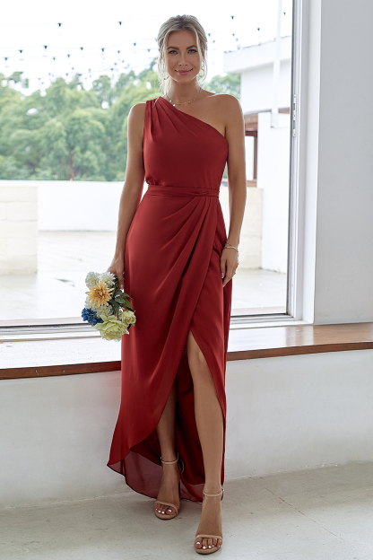 One-Shoulder Long Asymmetrical Bridesmaid Dress