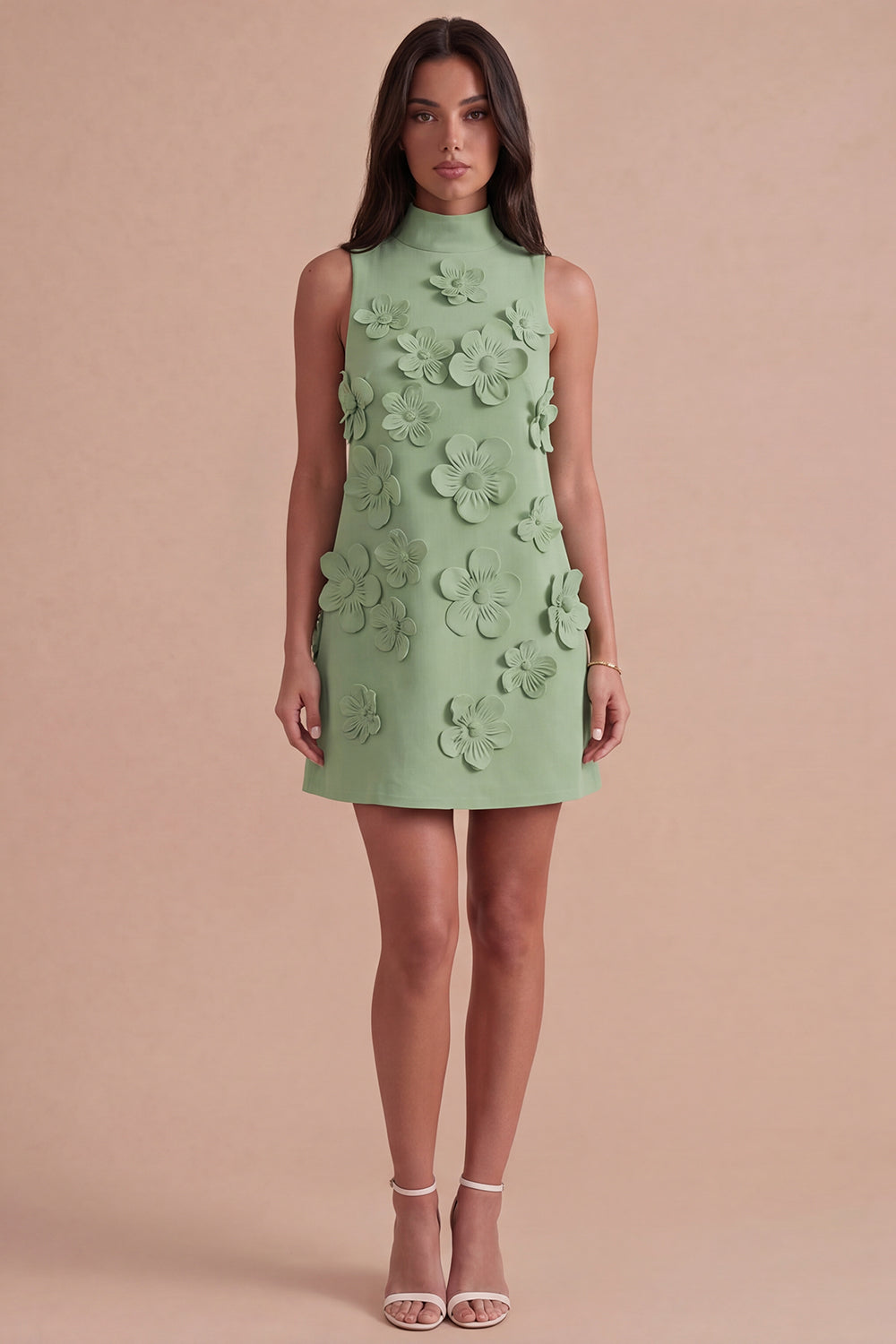 A Line Hot Pink Floral Appliqued Short Homecoming Dress