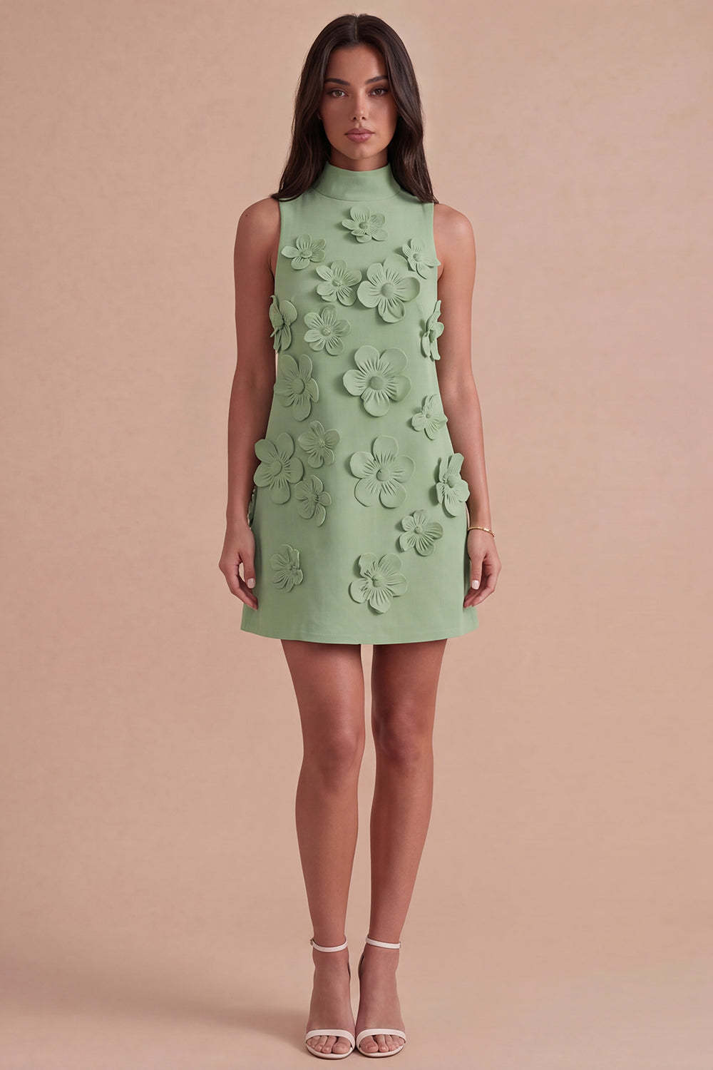 A Line Hot Pink Floral Appliqued Short Homecoming Dress