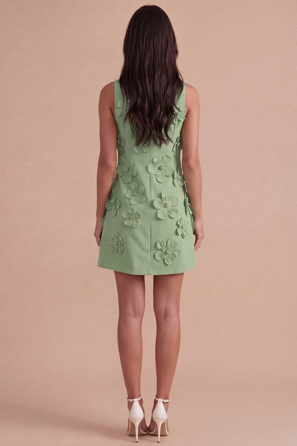 A Line Hot Pink Floral Appliqued Short Homecoming Dress