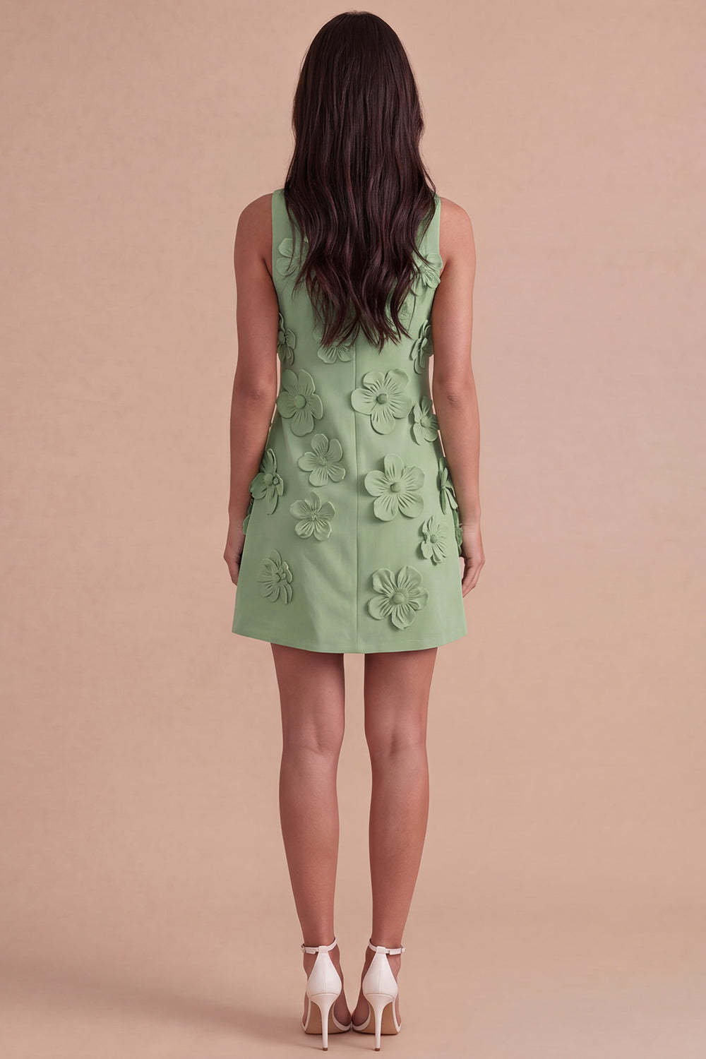 A Line Hot Pink Floral Appliqued Short Homecoming Dress