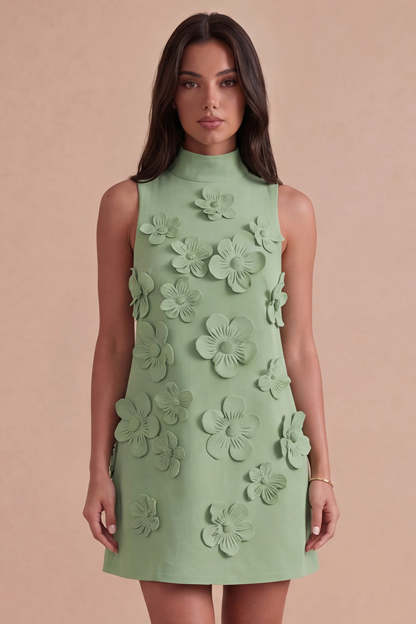 A Line Hot Pink Floral Appliqued Short Homecoming Dress