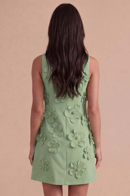A Line Hot Pink Floral Appliqued Short Homecoming Dress