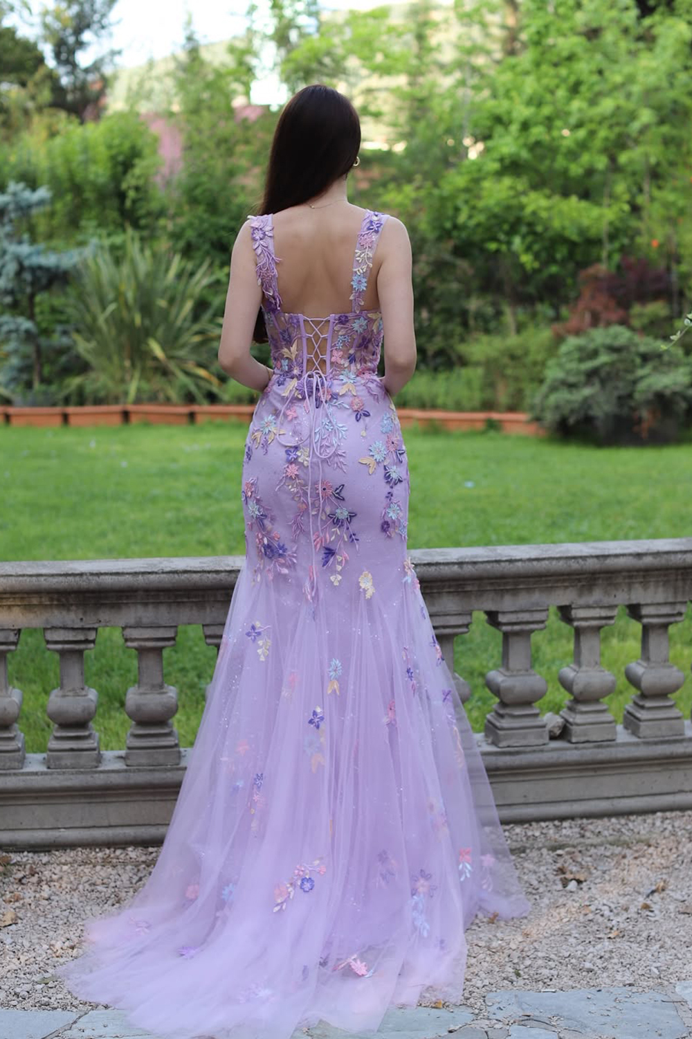 Mauve Mermaid Off the Shoulder Appliqued Long Corset Prom Dress With Slit