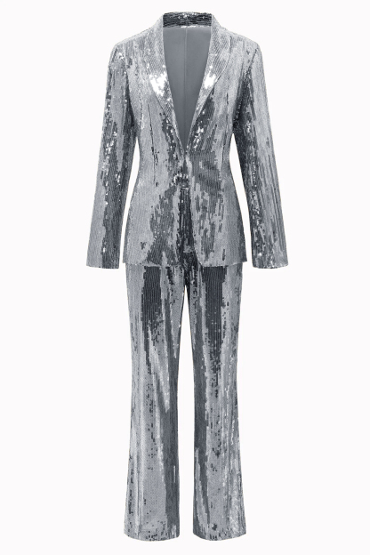 Sparkly Golden Sequined 2 Piece Women Party Suits