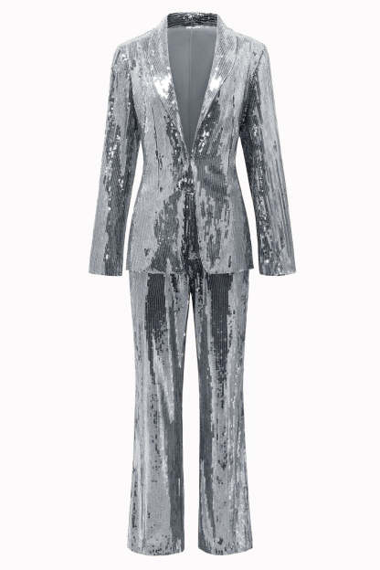 Golden Sparkly Sequined 2 Piece Women Party Suits