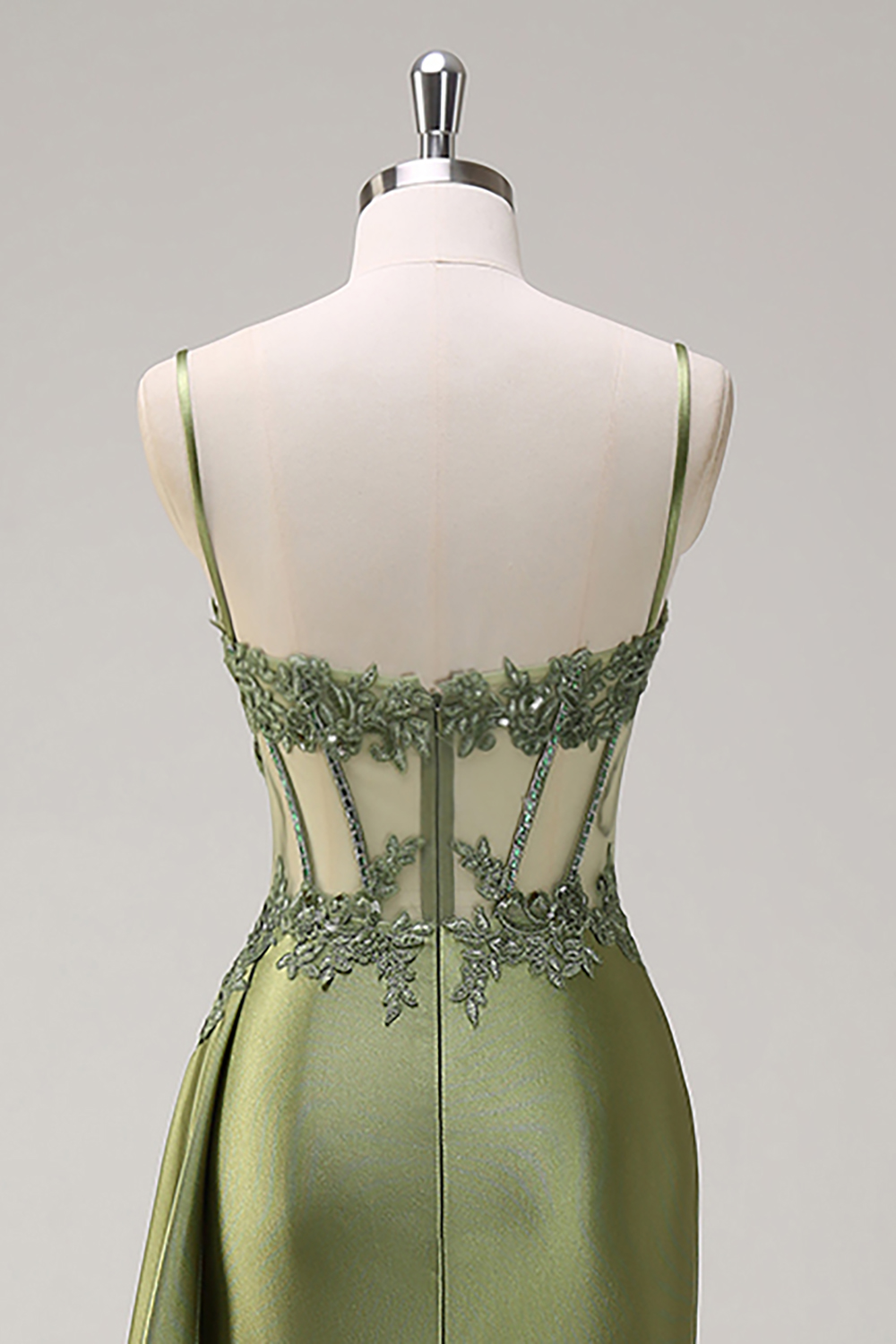 Silver Sweetheart Corset Applique Mermaid Satin Long Prom Dress