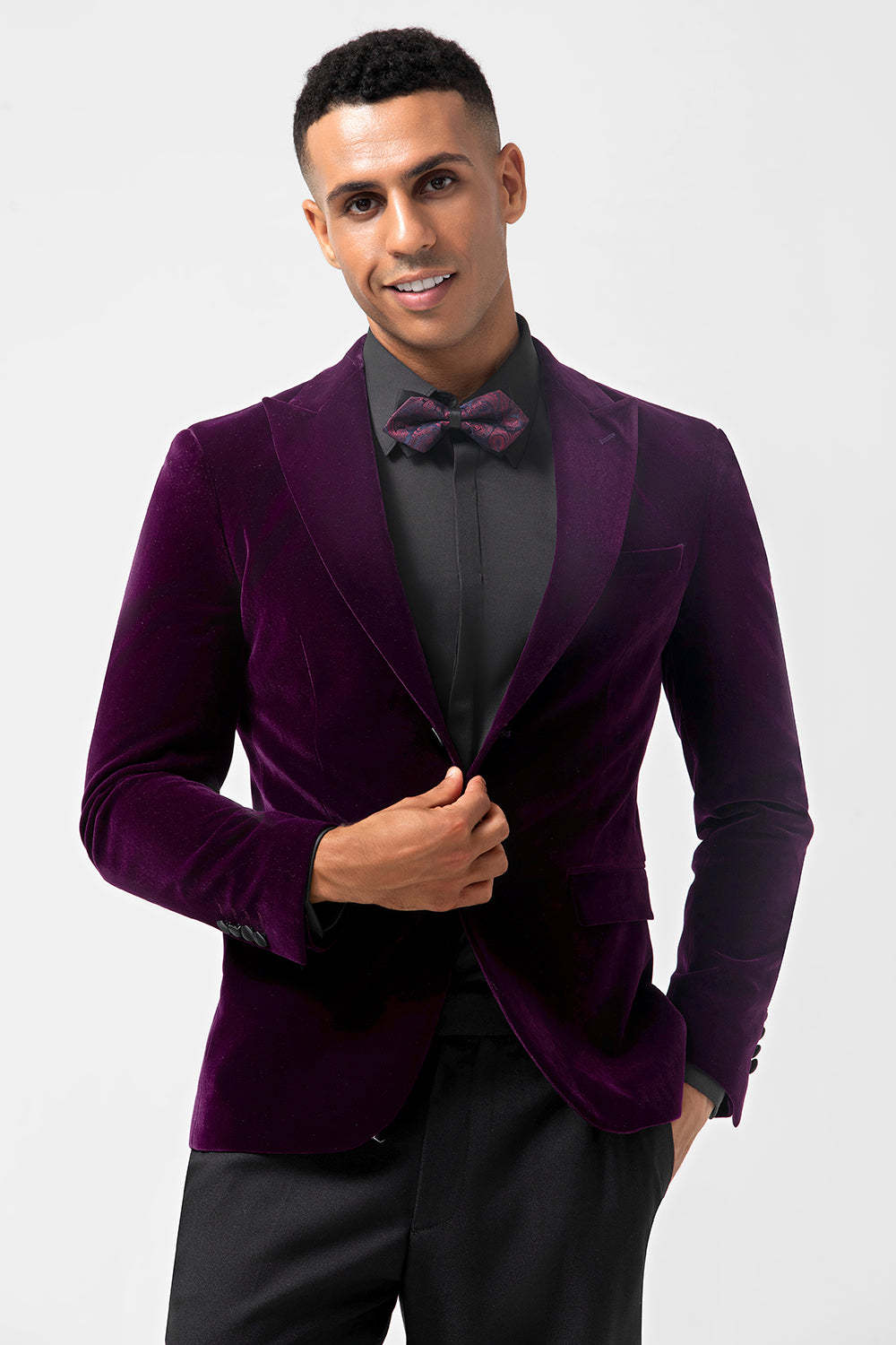 Leely Dark Purple 2 Piece Velvet Men Formal Suits