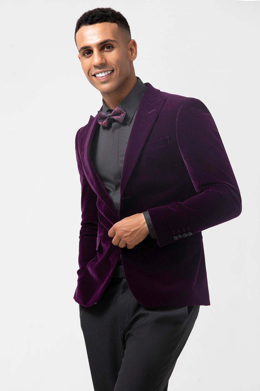 Dark Purple 2 Piece Velvet Men Formal Suits