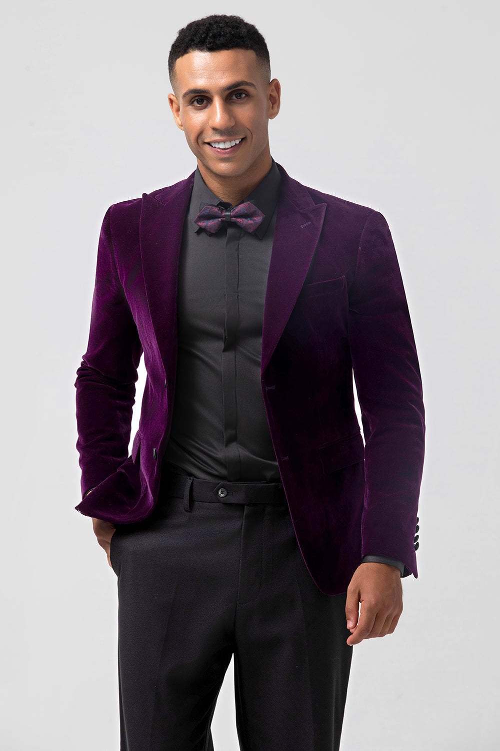 Dark Purple 2 Piece Velvet Men Formal Suits