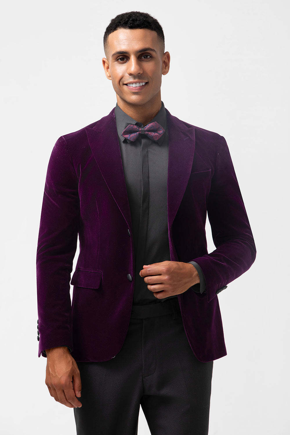 Dark Purple 2 Piece Velvet Men Formal Suits