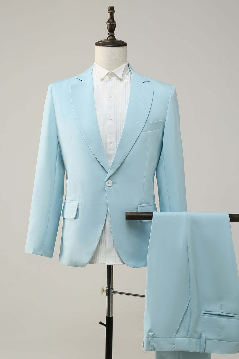 Leely Men Light Blue Prom Suits Notched Lapel Slim Fit Homecoming Suits
