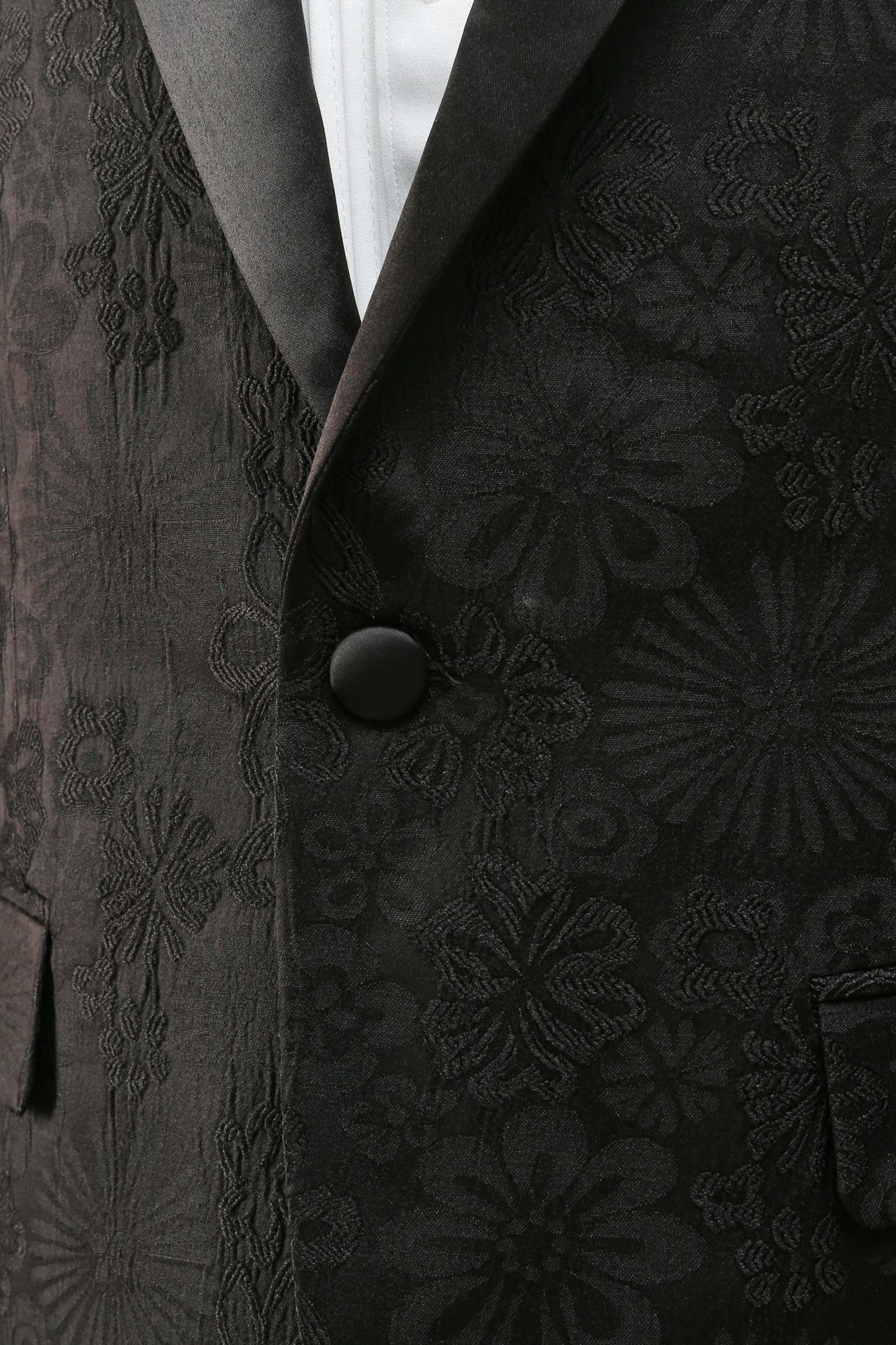 Peak Lapel Dark Blue Jacquard Men's Prom Wedding Party Suits