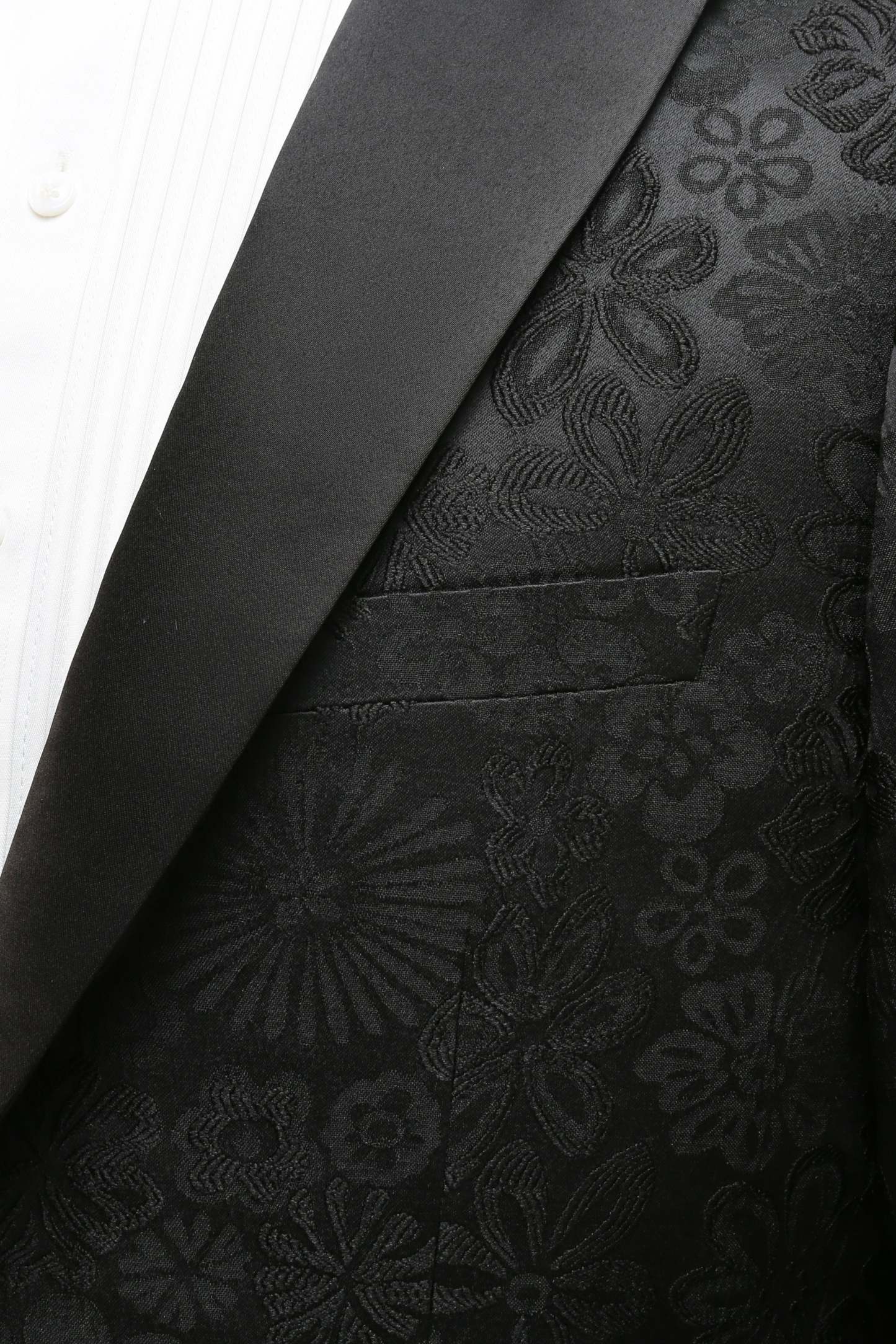 Peak Lapel Dark Blue Jacquard Men's Prom Wedding Party Suits